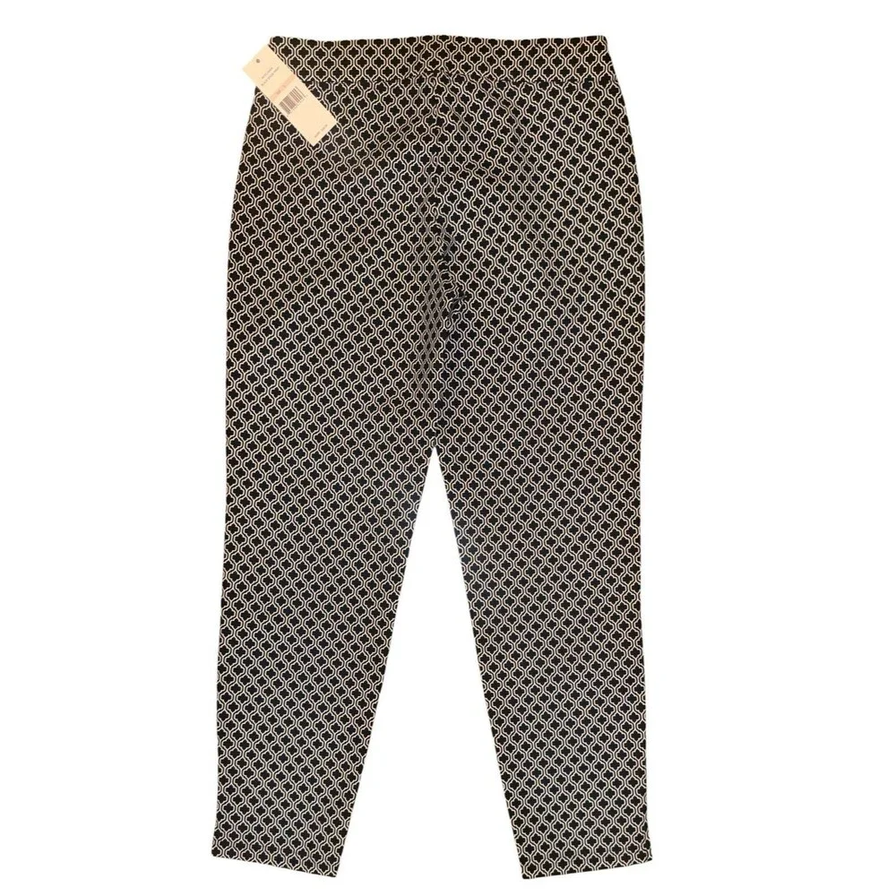 NWT Nanette Lepore Black Spade Print Comfort Pull On Cropped Pant Size 2 NEW $68